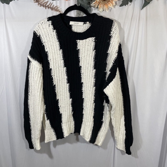 NWT $298 Joie [ Small ] Chadsey Cotton Blend Sweater in Caviar‎ Porcelain - Picture 6 of 15